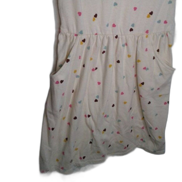 Cat & Jack Girls Fit & Flare Short Sleeve Dress Ivory Hearts Pockets Size 10/12 - Picture 4 of 7